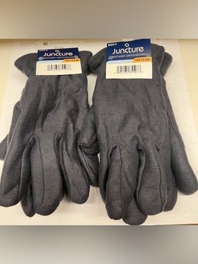 Two Pair Juncture Men’s Charcoal Fleece Gloves - Soft Warm Winter Gloves